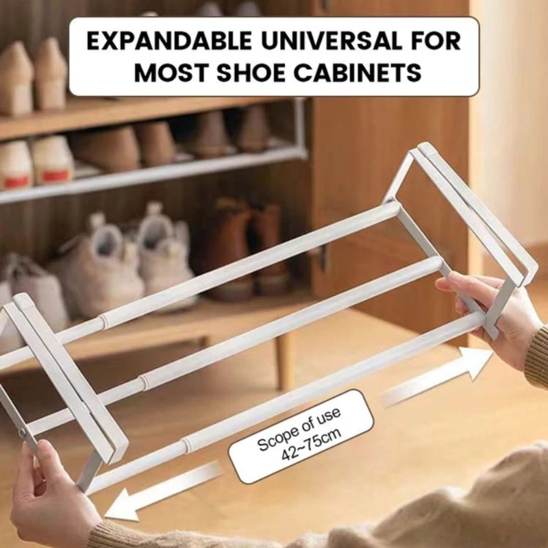 42-75cm Retractable Carbon Steel Underhanging Shoe Rack Household Multi-functional Punch-free Cabinet Separation Storage Rack