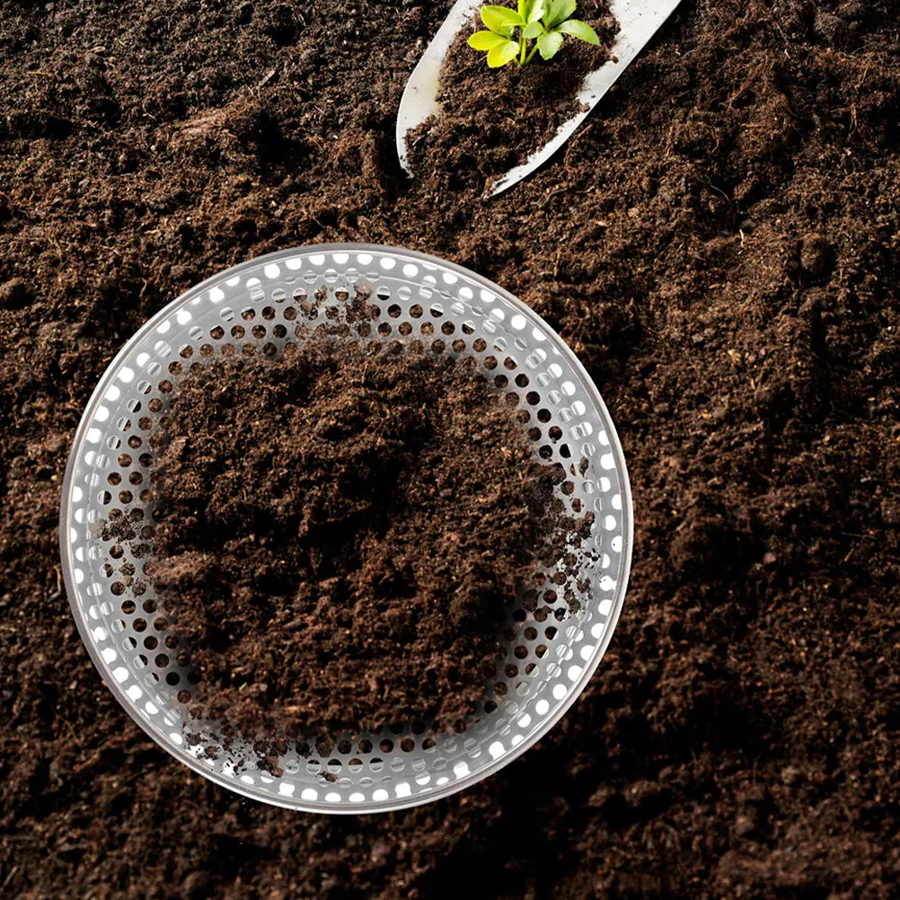 Soil Sifter Garden Riddle Tool 4Mm Round Hole Stainless Steel Soil Filter Sifting Pan Compost Screen Gardening Accessories