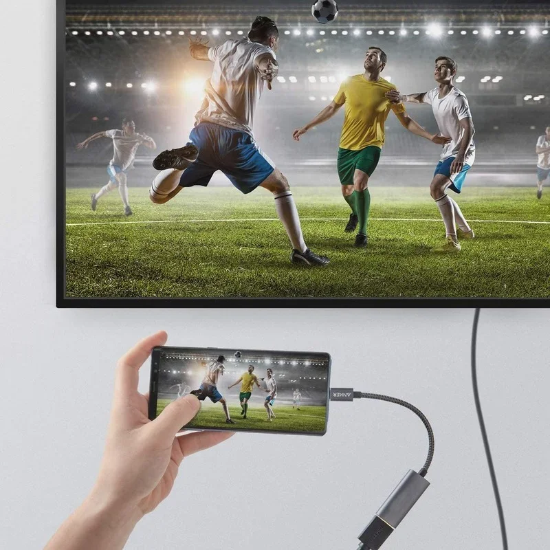 TypeC-Dispositivo de TV Stick 4K Smart TV Dongle, dispositivo de pantalla, conexión de cable, compatible con teléfono móvil Android con Manual de usuario