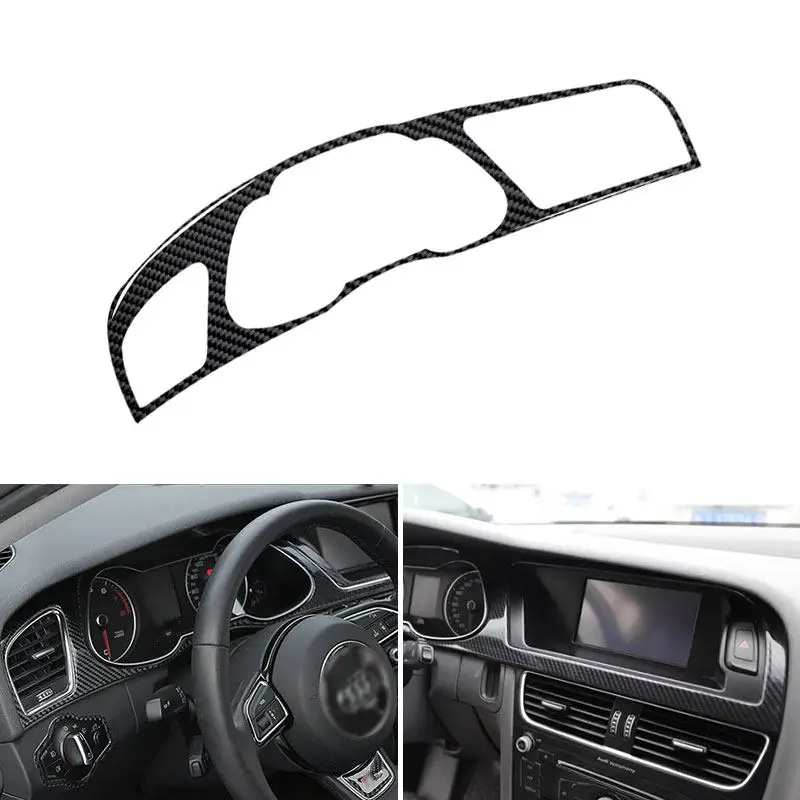 LHD/RHD For Audi A4 B8 2009-2016 A5 2008-2017 Q5 2009-2017 Car Interior Soft Carbon Fiber Instrument Panel Frame Trim Cover
