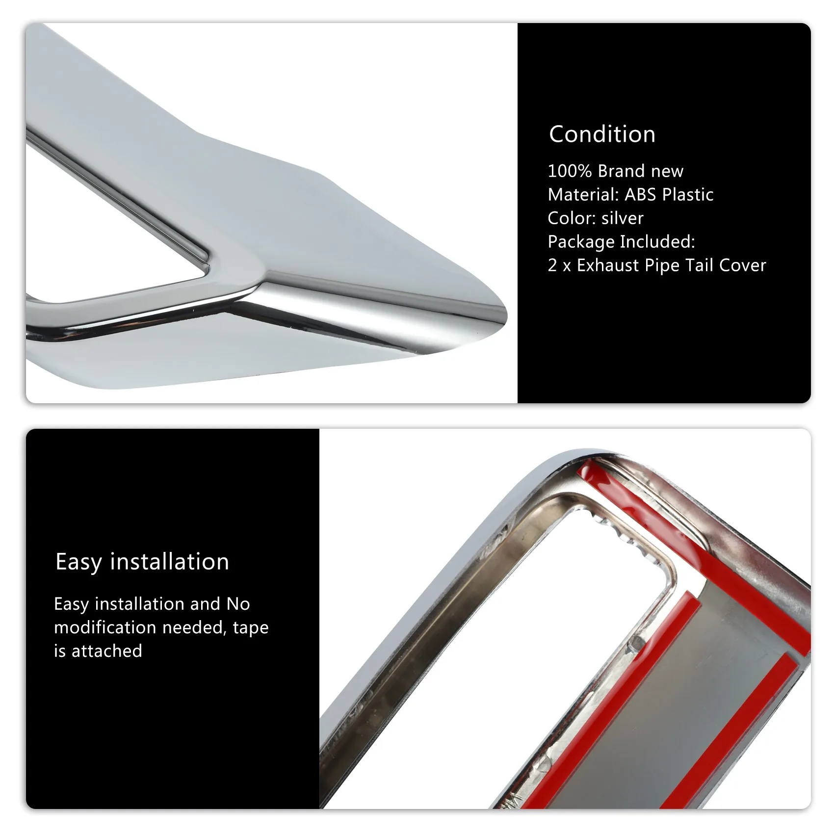 

Durable-For 3008 5008 Allure 2017 - 2019 Exhaust Pipe Tail Cover ABS Rear Exhaust Muffler End Pipe Cover Decoration Trim