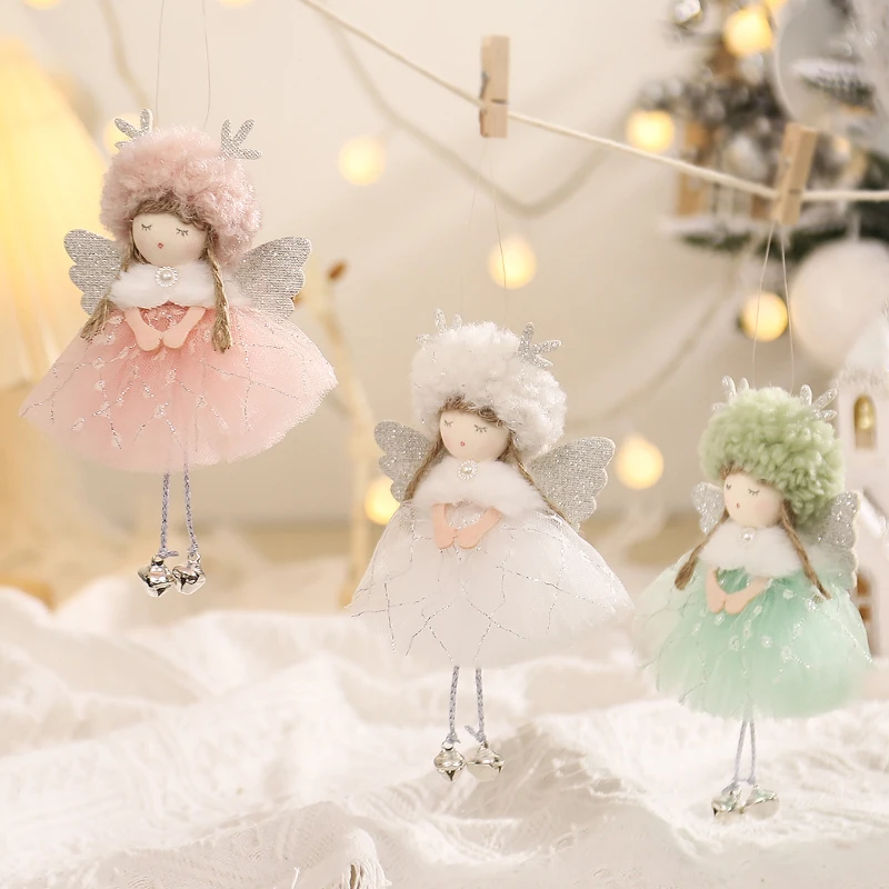 Happy New Year Gifts Handmade crafts Christmas Dolls Angel Pendant Ornaments Christmas Tree Decorations for Home 2024 Navidad