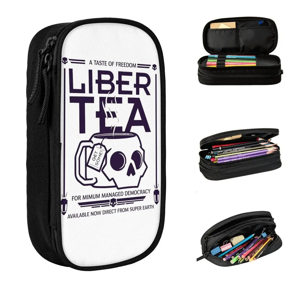 Helldivers Doodle Artt Liber Tea Pencil Cases Fun Pen Box Bag Girl Boy Big Capacity School Supplies Gift Pencil Box