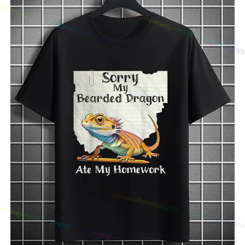 Divertente maglietta grafica con drago barbuto per uomini, donne e bambini - Scusa il mio drago barbuto Ate My Homework Design T-shirt casual girocollo