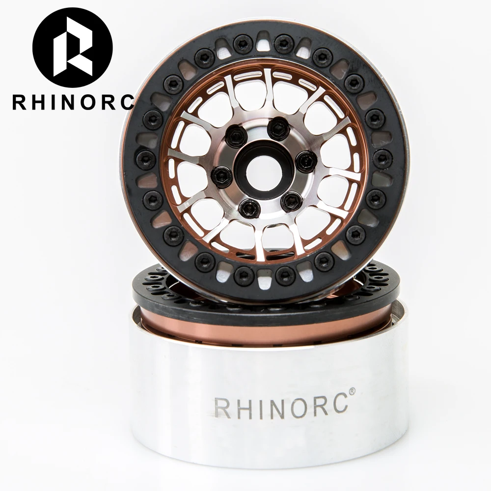 RhinoRC NEW MOZA Zero OffSet Bronze Aluminum 1.9 Inch Wheel Rim 4PCS for 1/10 RC Crawler Car Axial SCX10 RR10 Wraith TRX4 TRX-6