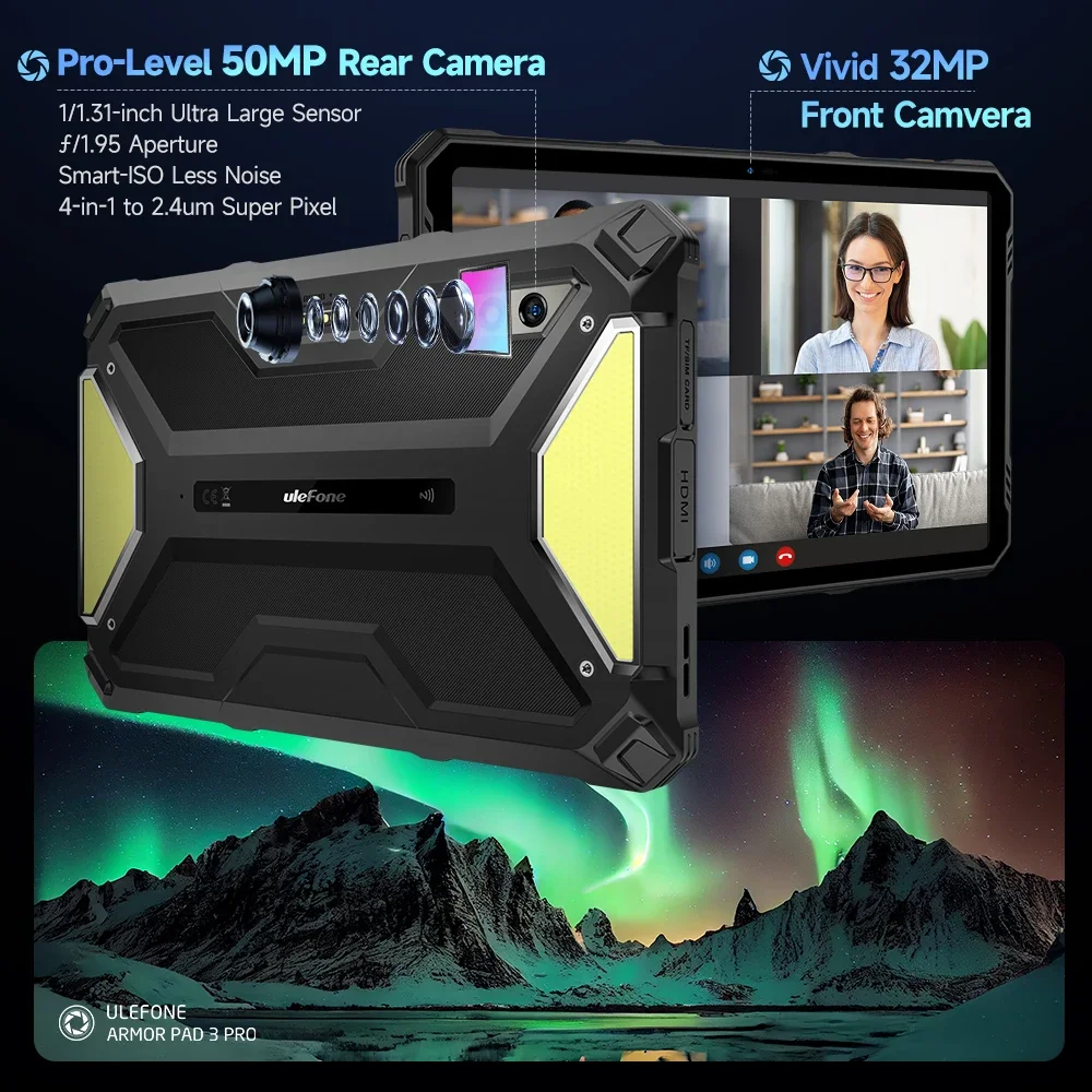 Ulefone Armor Pad 3 Pro 4G Rugged Tablet 33280mAh Battery 16GB RAM+256GB ROM Smart Pad 50MP 10.36 Inch 2K Android 13 Tablets PC