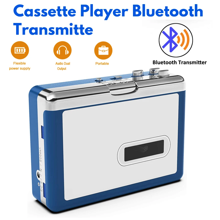 Bluetooth Cassette Player Bluetooth Transmitter Stereo Cassete Player Support Auto Reverse with Earphone Jack Walkman