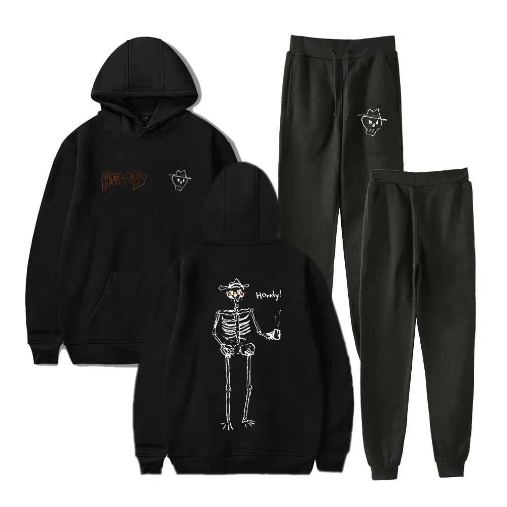 

Conjunto de moletom tour de 2 peças para homens e mulheres, moletom e calça jogger, Terry Howdy Merch Hoodie, 2024