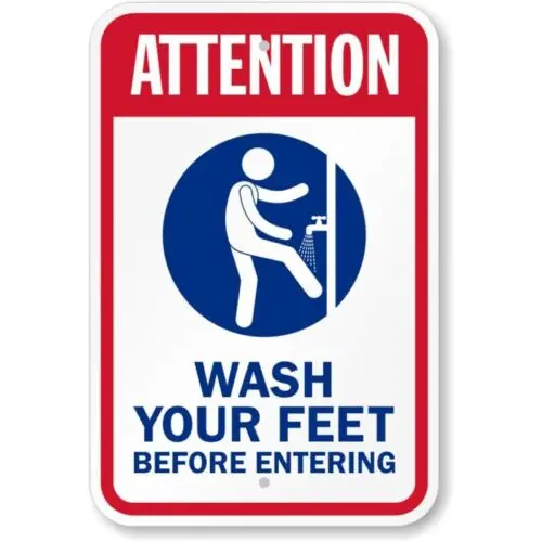 Attention Wash Your Feet Pool Aluminum Weatherproof Sign p859