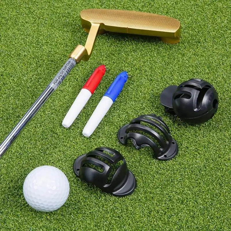 Golf Ball Alignment Marking Tool Fade Resistant Golf Marking and Scribing Tool Golf Accessory with 2 pens Golf Ball Painter