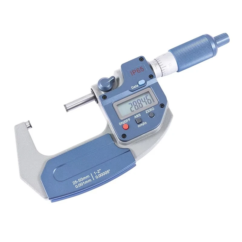 Range 25-50mm Accuracy 0.003mm IP65 Wireless Data Transmission Digital Outside Micrometer With Large LCD Screen