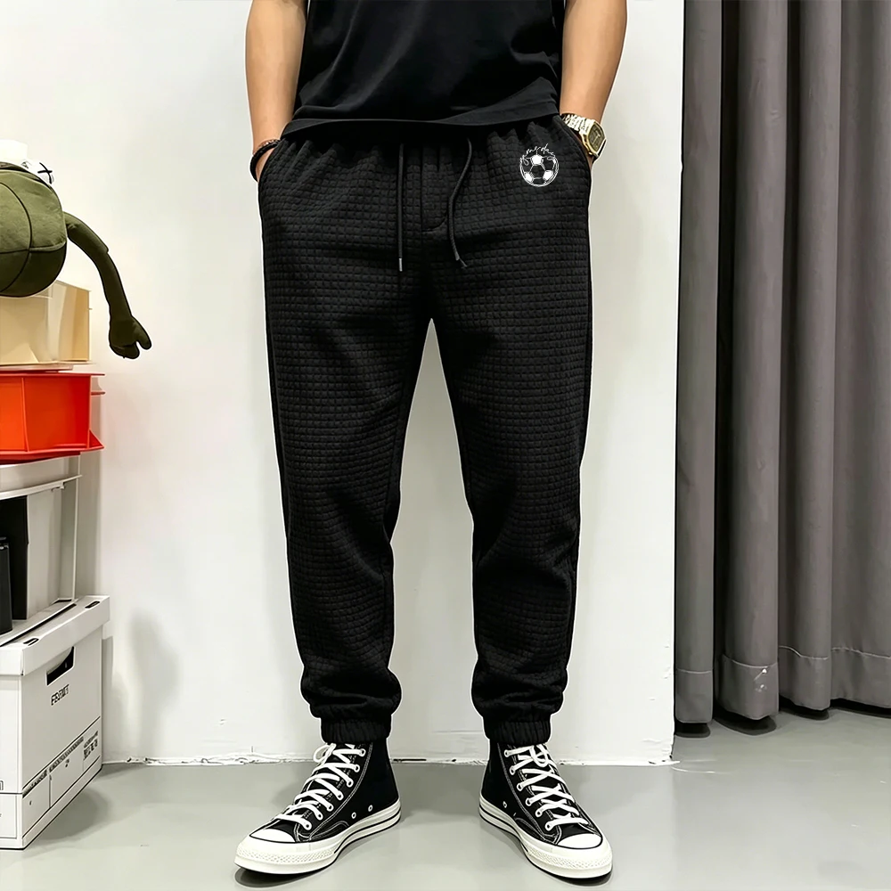 

Men Athletic Gym Workout Jogger Pants Drawstring Elastic Fitness Training Line Football Outline Print Casual Sports Trousers
