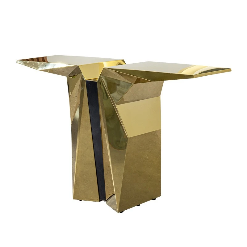 

Italian light luxury entrance table, high-end designer entrance door, stainless steel high-end art decoration end table