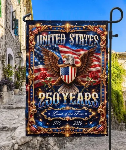 US 250th Anniversary Flag 1776-2026 Eagle Patriotic Garden Flag Land of Free XXQ