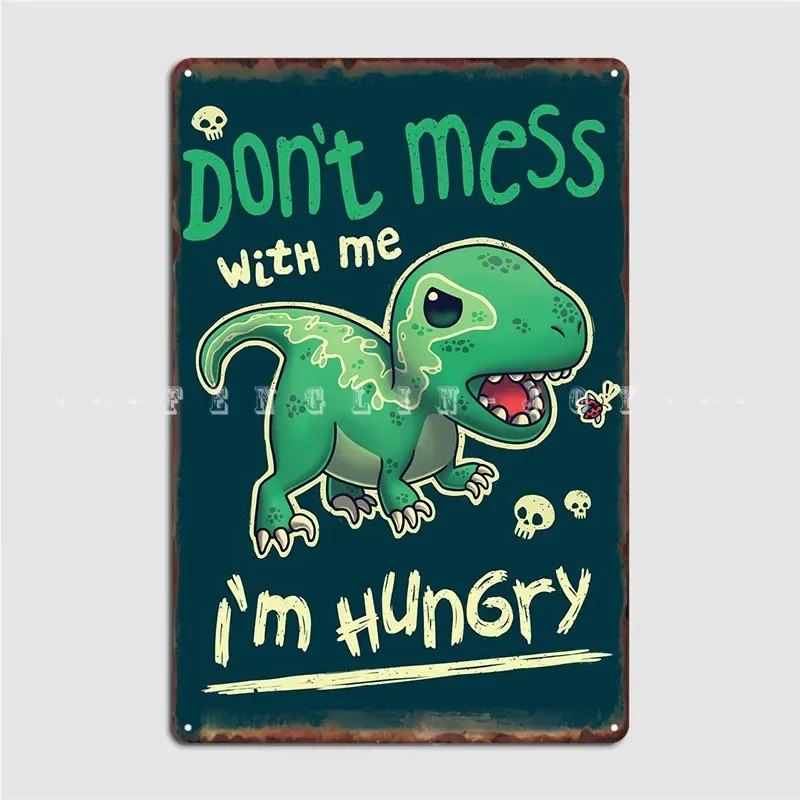 Hungry Raptor Metal Sign Club Bar Wall Plaque Pub Funny Tin Sign Poster