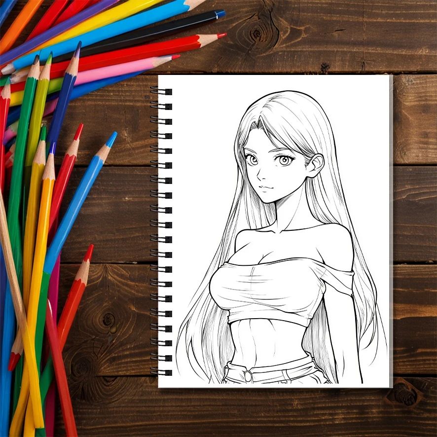 Anime Divas Adult Coloring Book - 8.3x 11.2 Inch 22 Page Coloring Book - Helps Reduce Stress and Ease Emotions