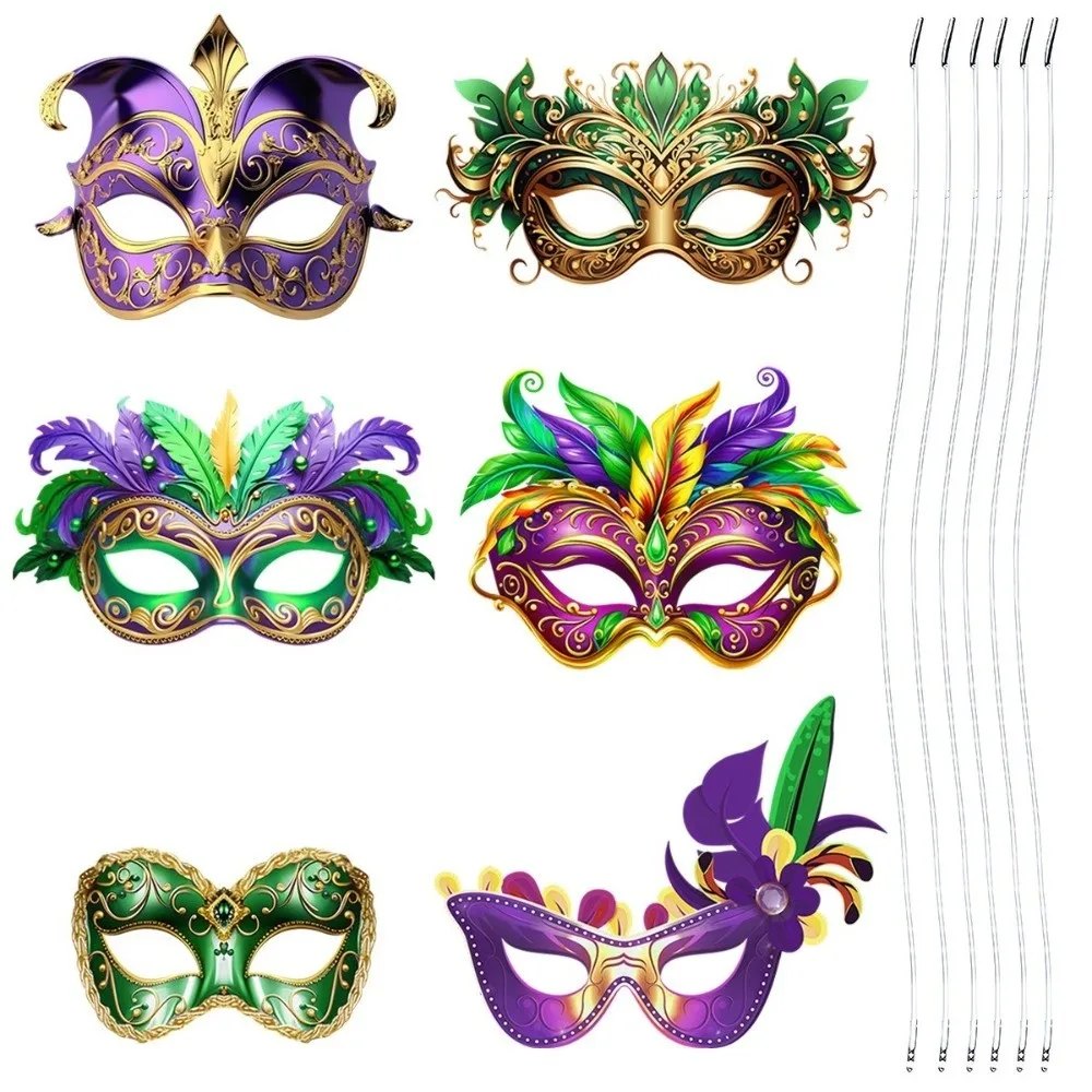 6Pcs Fashion Venetian Party Carnival Masquerade Mask DIY Brazilian Carnival Half Face Mask Paper Eye Mask Party Makeup Ball