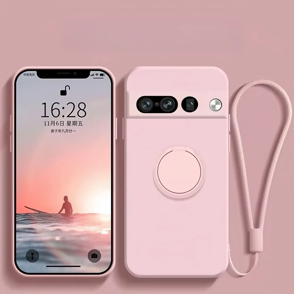 Magnetische Ringhouder Stand Vloeibare Siliconen Telefoonhoes voor Google Pixel 10A 10 9 Pro XL 8 7 6 Candy Kleur Stootbestendige Zachte Hoes