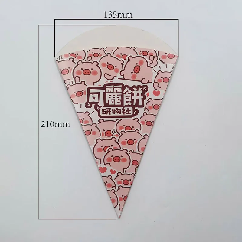 100pcs Cone Shape Paper Crepes Box Pancake French Fries Crepe Holder Food Packaging Bag  Festival Party Supplies