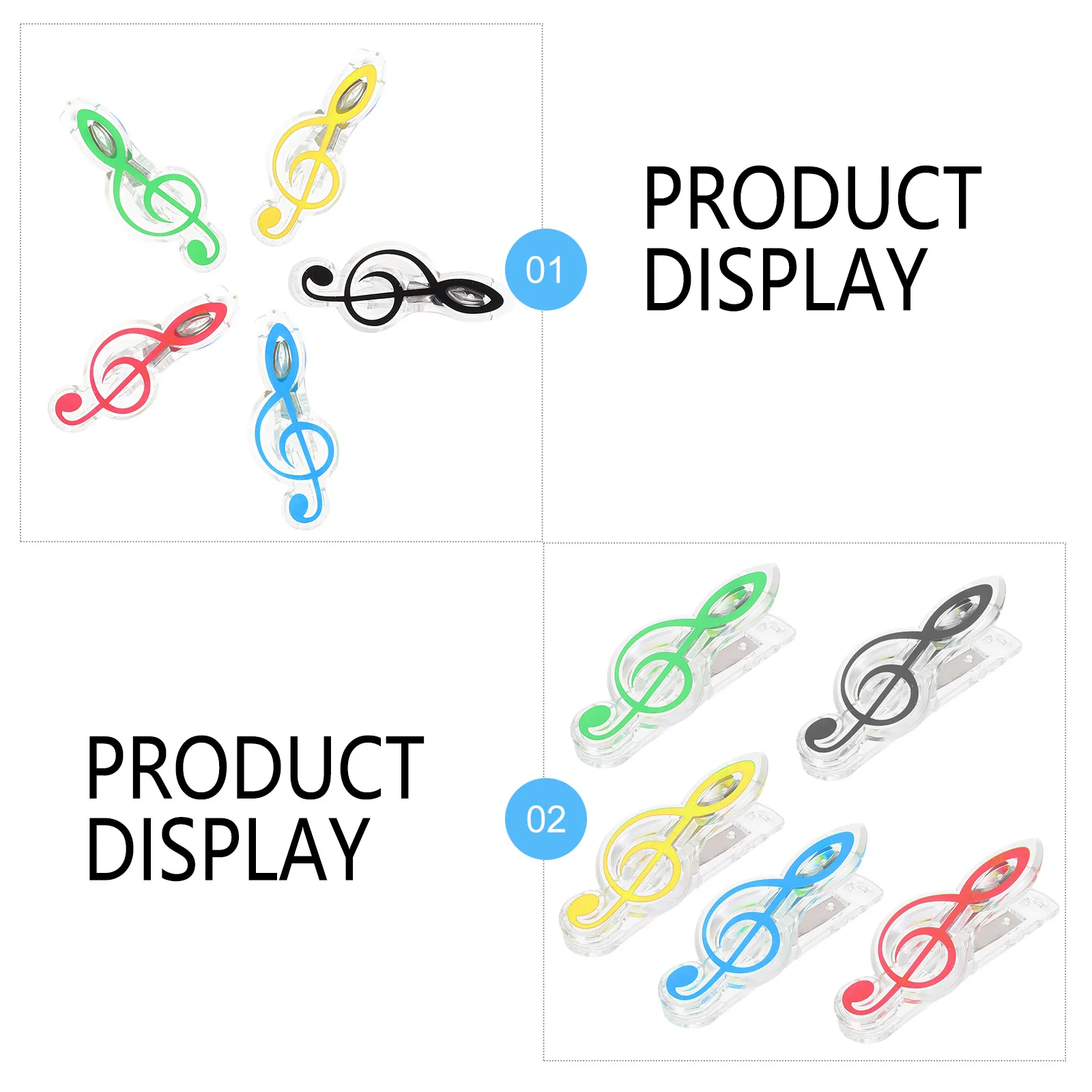 

5 Pcs Clef Music Paper Clips Note Page Holder Waterproof Durable Steel Plastic Folder Score Clip Sheet Music Accessory
