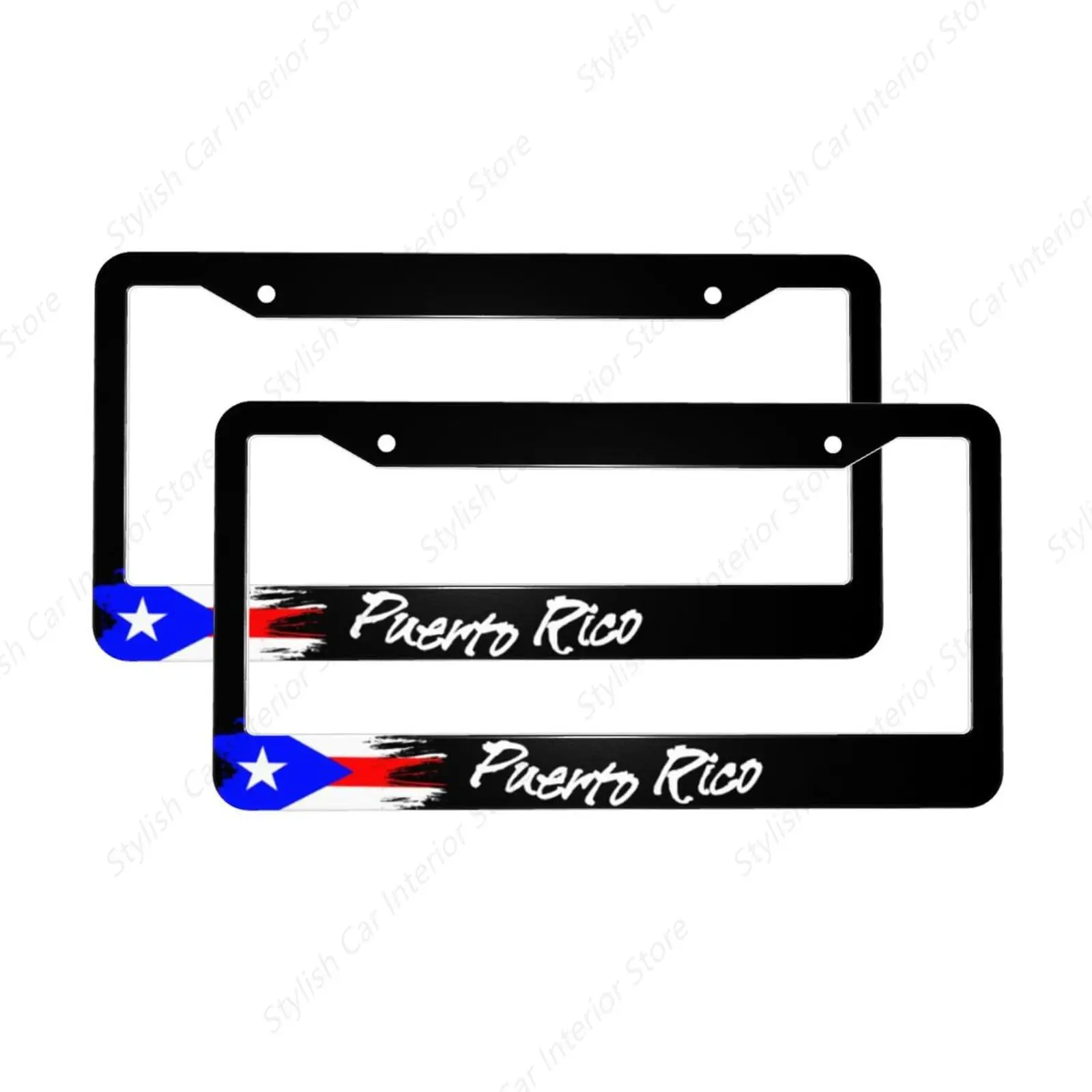 

Puerto Rico Flag License Plate Frame Car Accessories Stainless License Plate Holder Patriotic Flag Decorative Frames