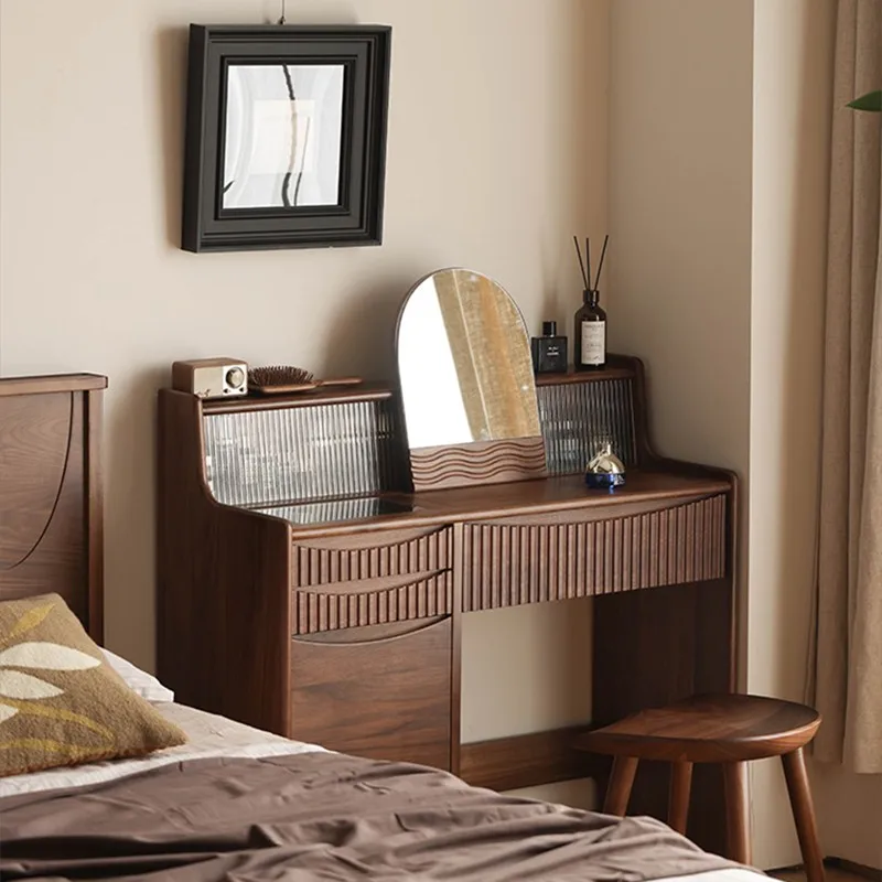 

Black walnut dresser simple cherry wood bedroom makeup table small apartment all solid wood makeup table