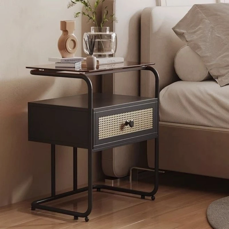 Living room shelves, sofa side lockers with drawers, simple glass home