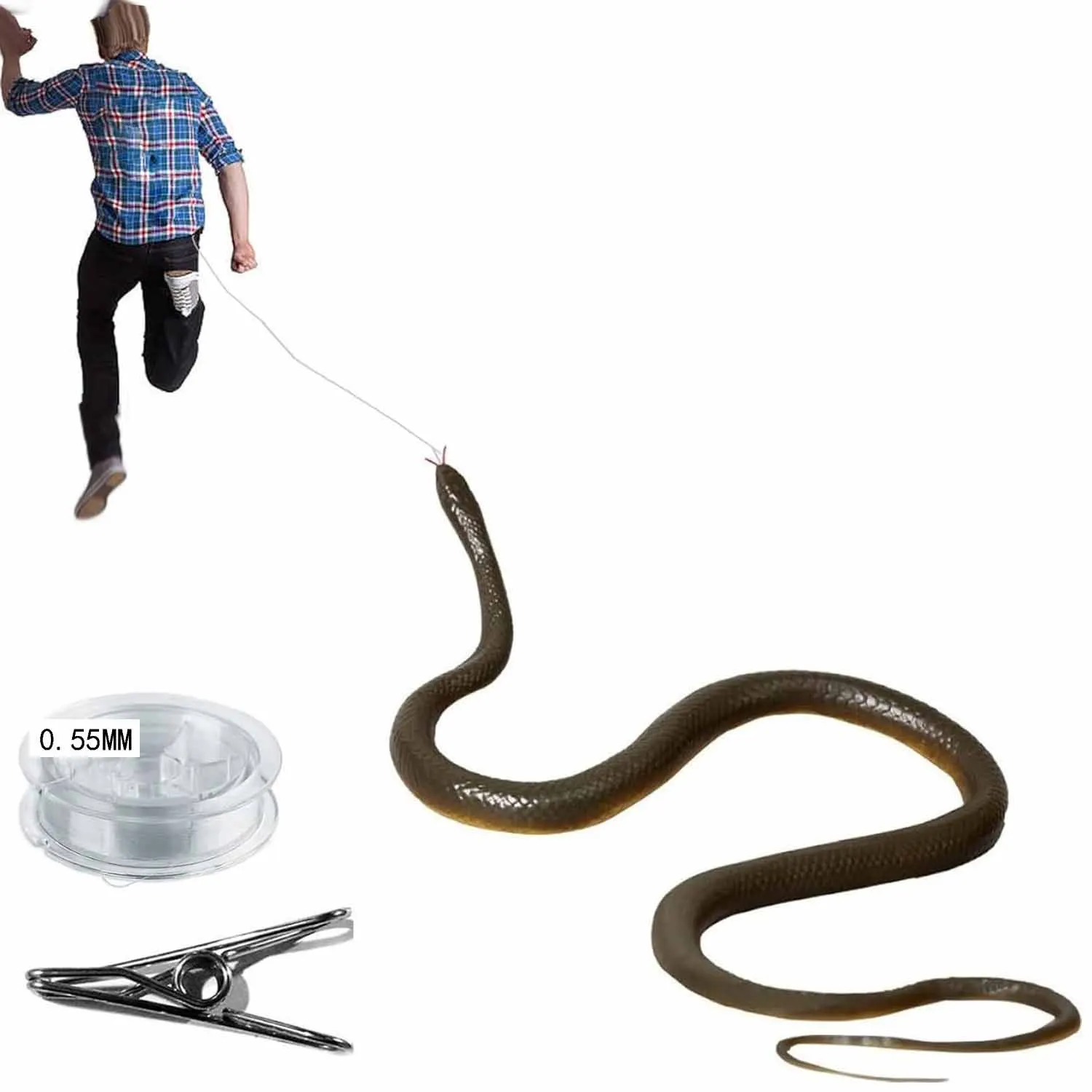 

Novelty Funny Spoof Whole Person Toy Simulation Rubber Snake S Snake Chasing People Props Outdoor Park Prank Gadgets