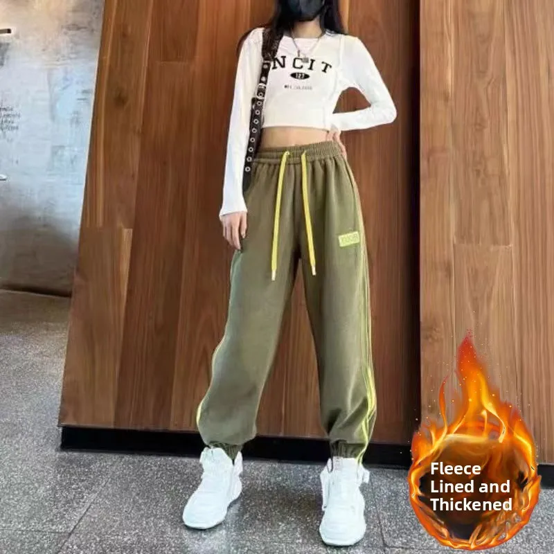 2023 automne hiver nouvelle couleur Blo t-shirt rayures pantalons de sport pantalon Thiened Fce femmes ample pantalon de survêtement décontracté