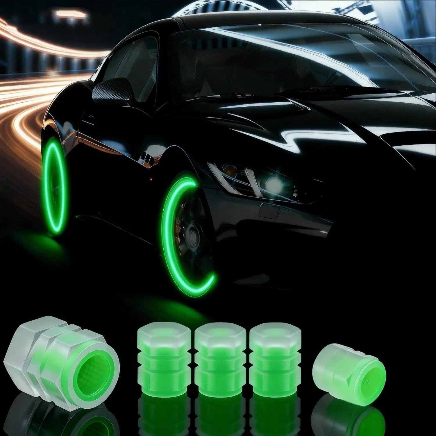 10 Stück Verbesserte Leuchtende Reifenventilkappen, Fluoreszierende Universelle Ventilkappen, Geeignet für Autos, SUVs, Fahrräder, Motorräder