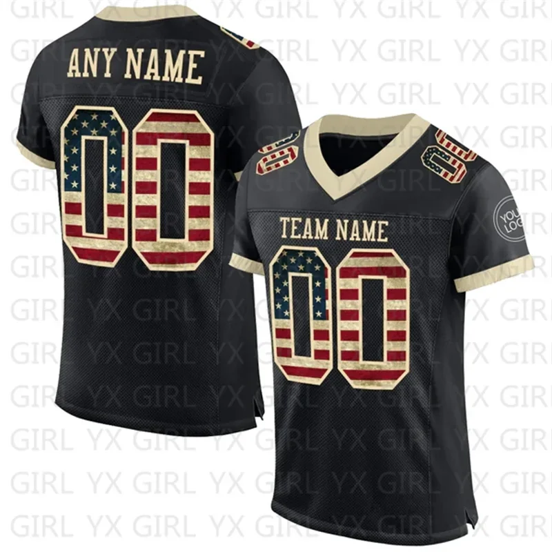 Custom Black White-Kelly Green Football Jersey Personlized Team name and you name number V-Neck Football T-Shirts