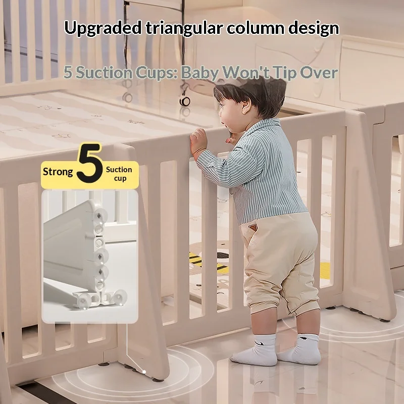 Baby Playpen Portable Foldable Expandable Baby Playpen Gate Safety Barrier Easy Install Indoor Outdoor Non Slip Pressure Mount - view 6