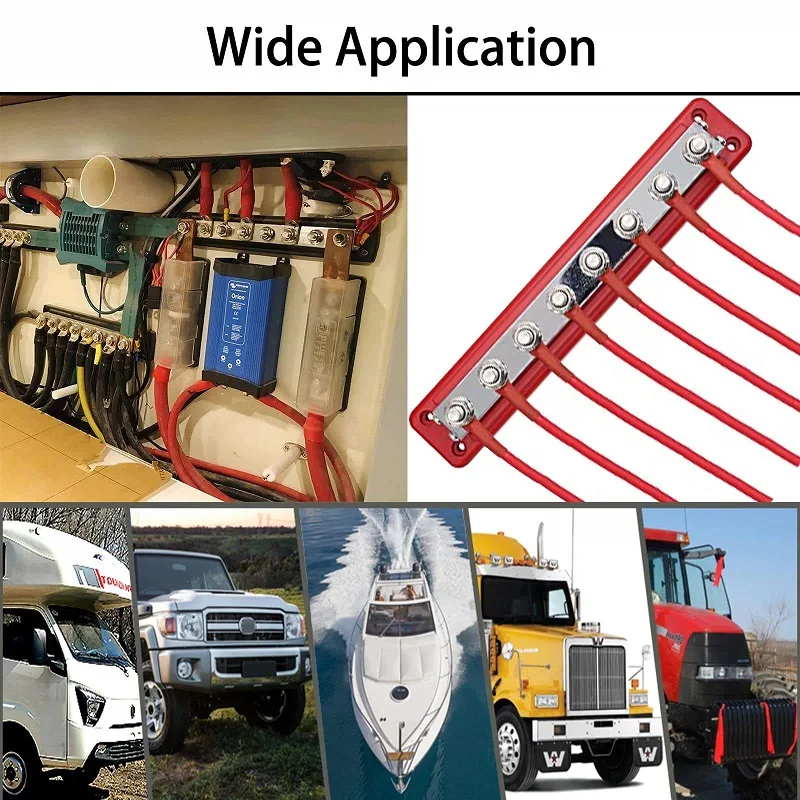 Bus Bar 24V 48V Power Distribution Block 600 A Terminal Block Bus Bar M8 Studs Power Busbars For Battery Marine Automotive