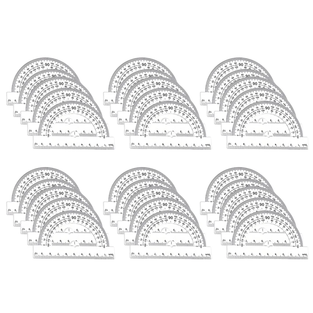 

30pcs Protractor Stationery Transparent Plastic Geometric Math Student Drafting Measuring Tool Study Supplies Ruler Drawing Aid