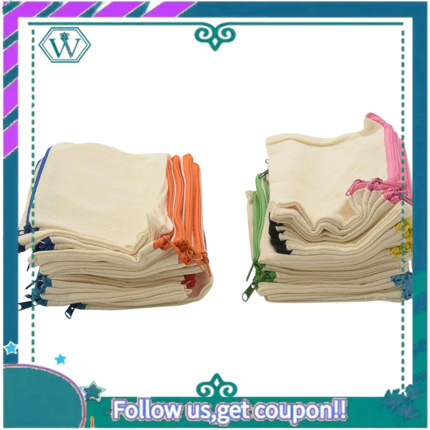 

Upgraded 40 Pcs Canvas Zipper Bags Pencil Pouch Makeup Bags Blank Canvas Pencil Case Cosmetic Bag For Travel DIY Craft School