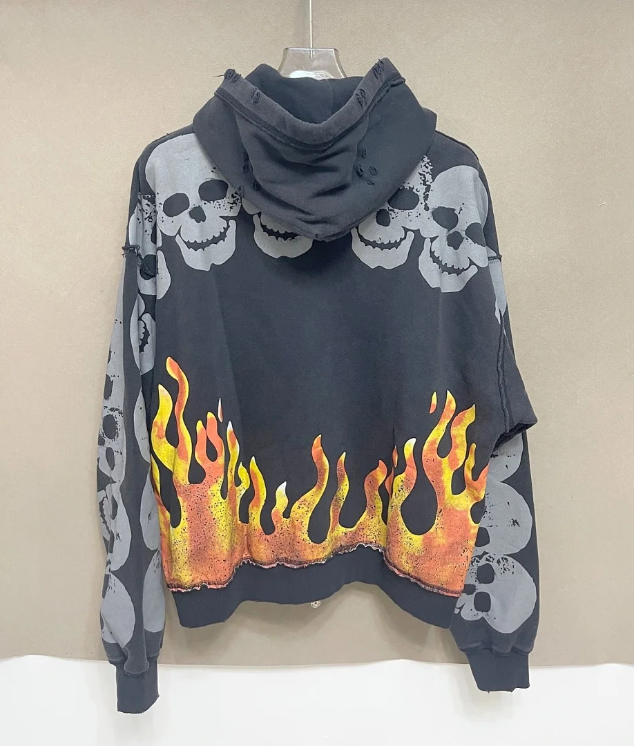 2026 Best Edition Satoshi Nakamoto Black Skull Fire Printed Women men Zip-up Hoodies Sweatshirt Oversized Men Hoodie Pullover