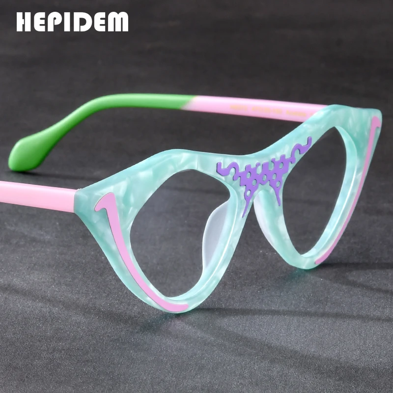 HEPIDEM Acetate Glasses Frame Women Luxury Brand Design Cat Eye Eyeglasses Japanese Handmade Spectacle Thick Cateye Eyewear 9372