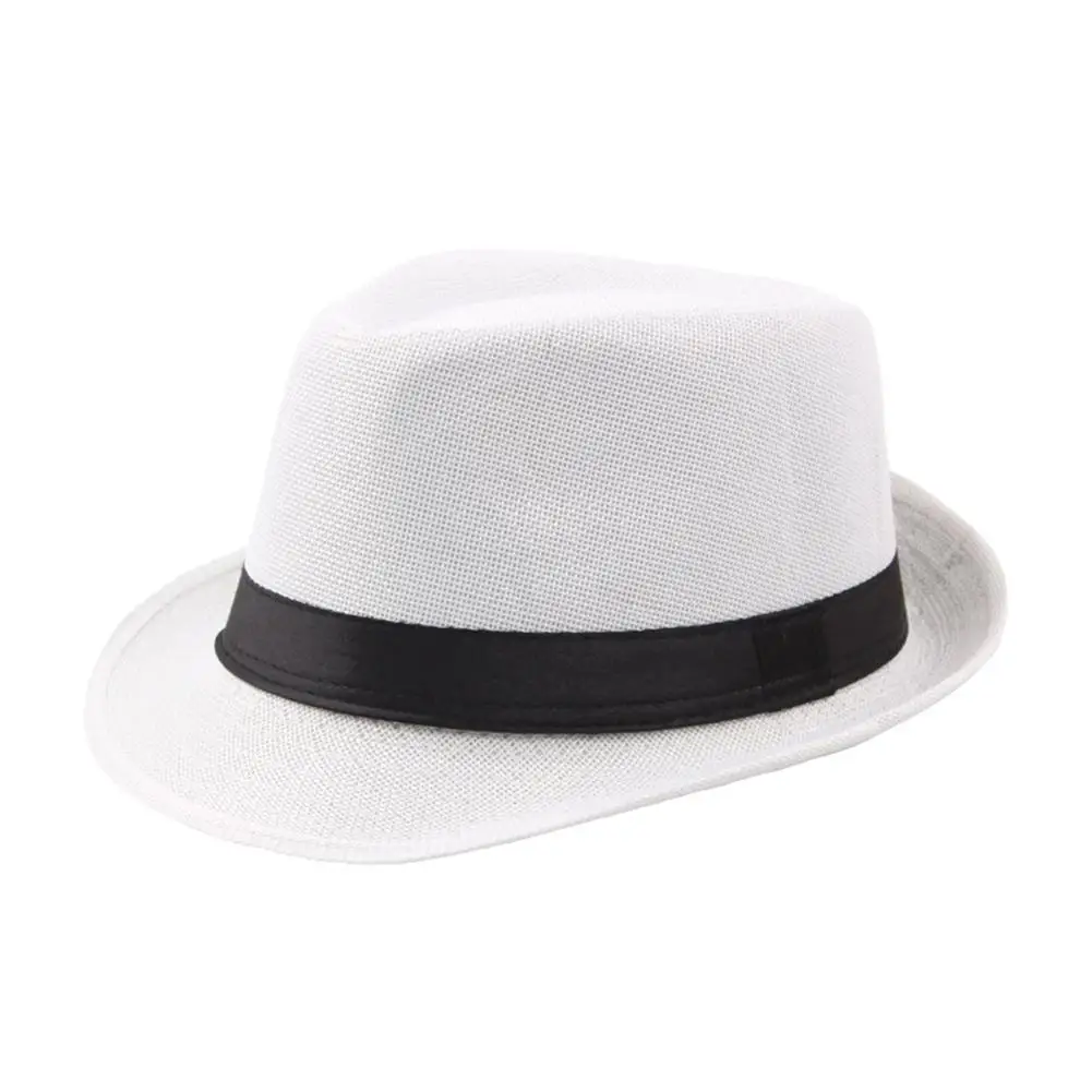 Fashion Jazz Hat Men Women Straw Hat Summer Beach Sun Hats Top Cap Fedoras Ribbon Casual Cowboy Jazz Cap Unisex Panama Hat