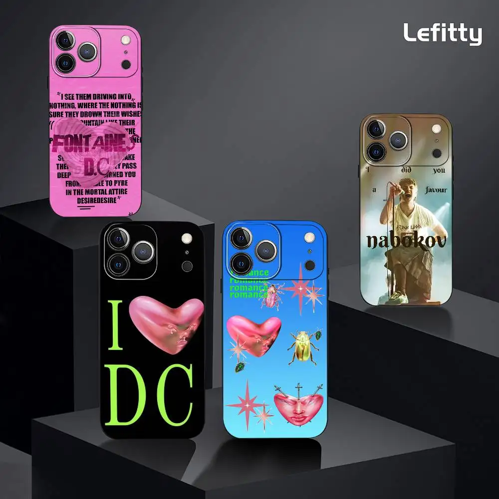 حافظة هاتف فونتينز دي سي رومانس لهاتف آيفون 17 16 15 14 13 12 11 Pro Xs Max Mini XR X Plus غلاف ناعم أسود بلوري Funda #2