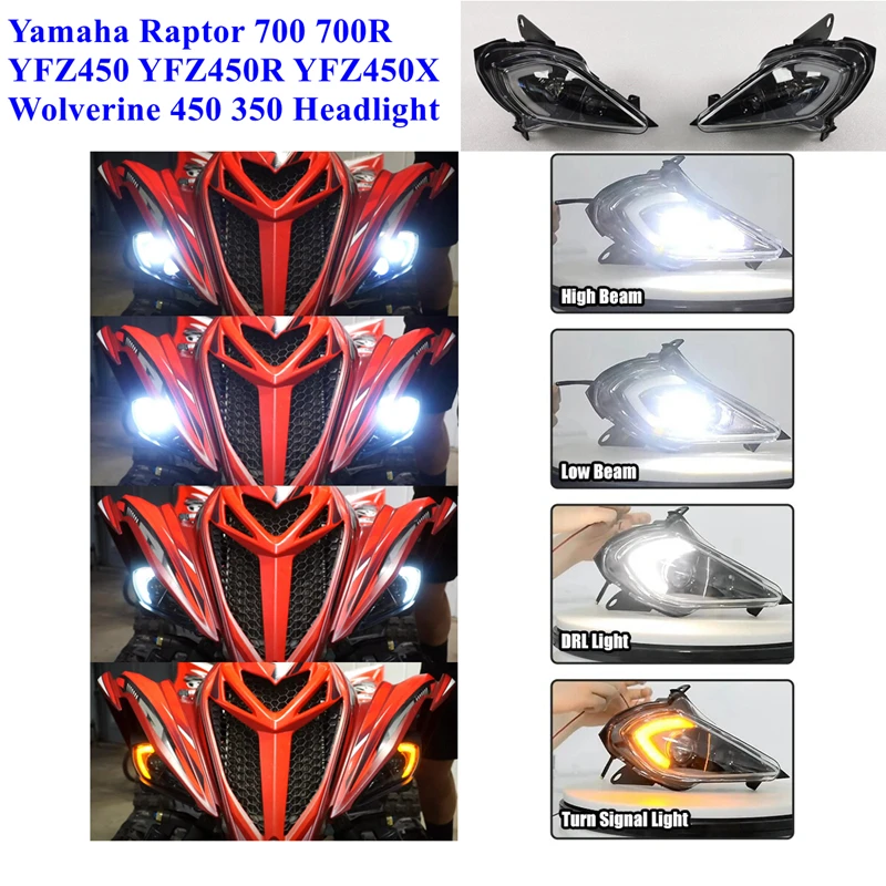 

ATV Headlight For Yamaha Raptor 700 350 250 YFZ 450R 450X Wolverine 450 350 Quad Turn Signal Light For Yamaha Raptor 700 06-23