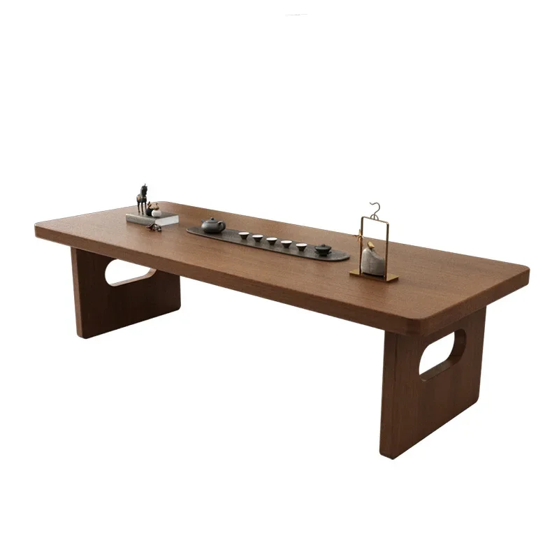 Solid wood large board tea table and chair combination log living room home office