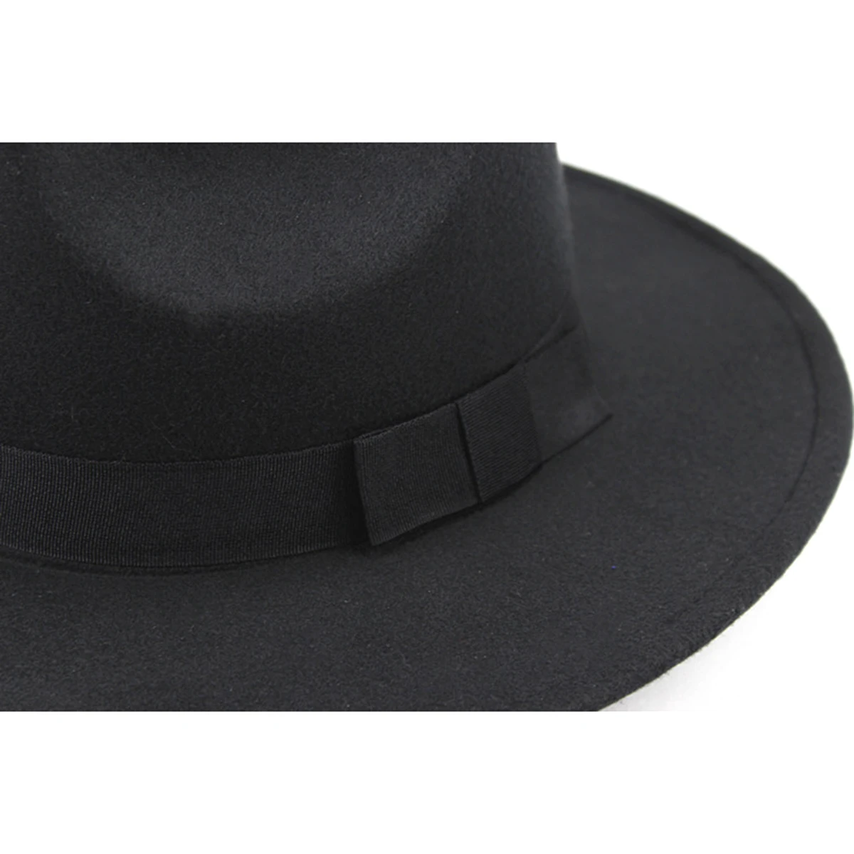 

Vintage Jazz Hat Black Premium Wool Fedora Wide Brim Unisex Gentleman Lady Party Hat Breathable Structured Cap