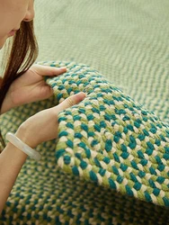 Green Hand Woven Cotton Carpet Living Room Light Luxury Modern Villa Area Rug Decor Home Study Non-slip Mat Bedroom Rug Large