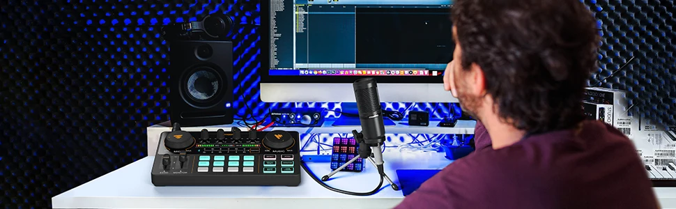 MaonoCaster AM200-S1 Audio-Interface Podcast-Studio Soundkarten-Set mit Mikrofon für Live-Streaming, Aufnahmen, YouTube, PC/Handy – Detail 1
