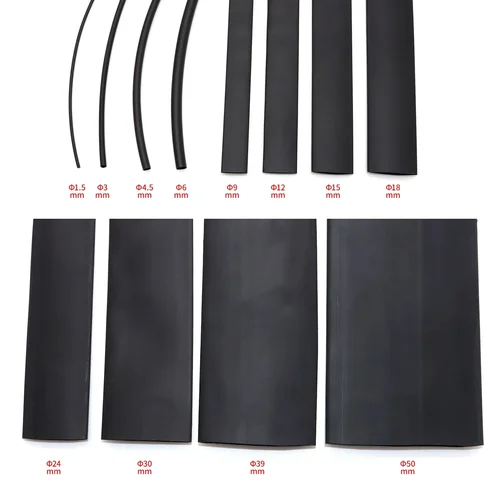 Imagen 2 del producto Tubo termorretráctil de 1m - 50m 3:1, sin pegamento, diámetro 1,5/3/4,5/6/9/12/15/18mm, funda de Cable forrada de protección impermeable con aislamiento de poliolefina