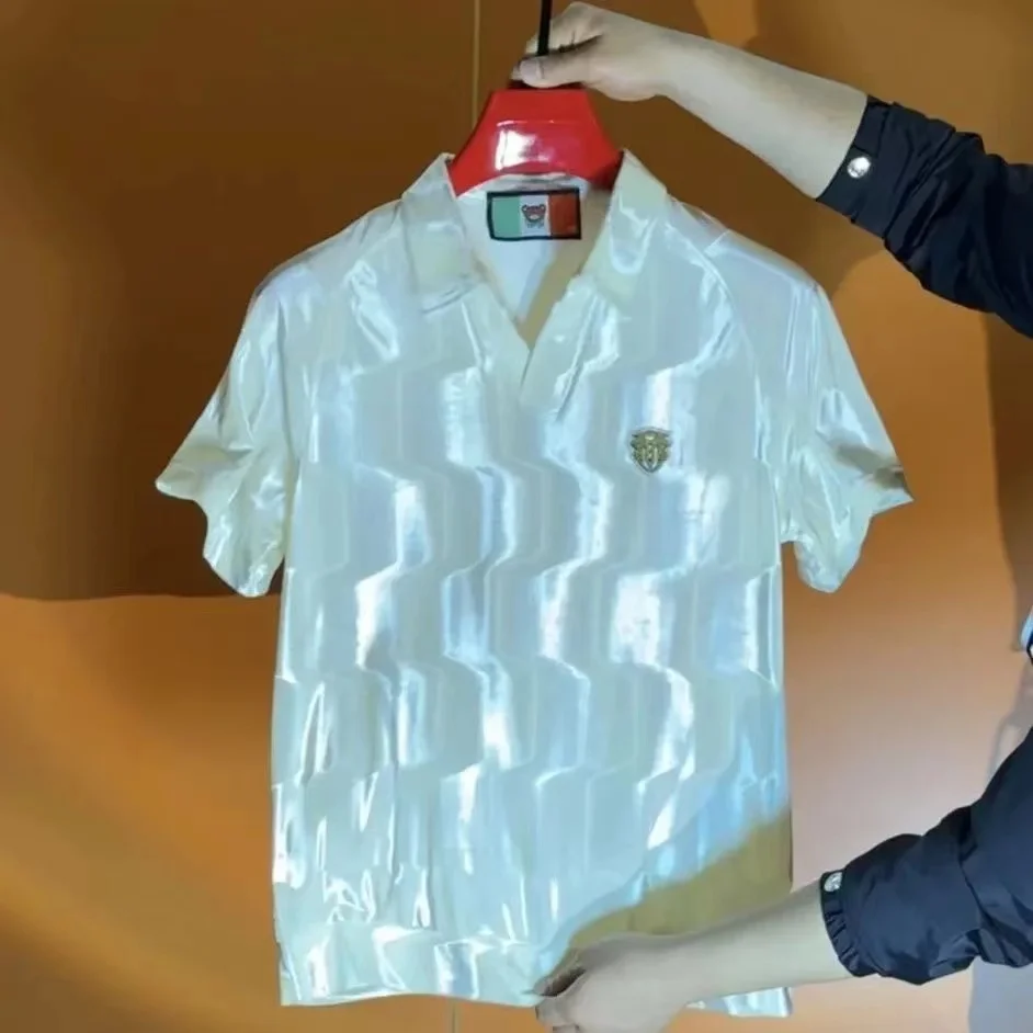 

Men's Casual Short Sleeve T-Shirt Breathable Fashionable Polyester Fiber Summer New Style Versatile Gold Stream Prin...