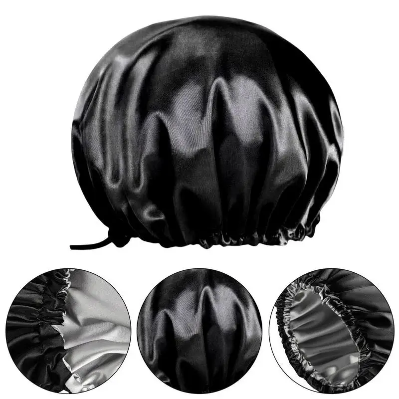 Double Layer Large Shower Cap Reusable Bath Caps Thick Hair Waterproof Washable Soft Bathing Caps For Women Hair Care