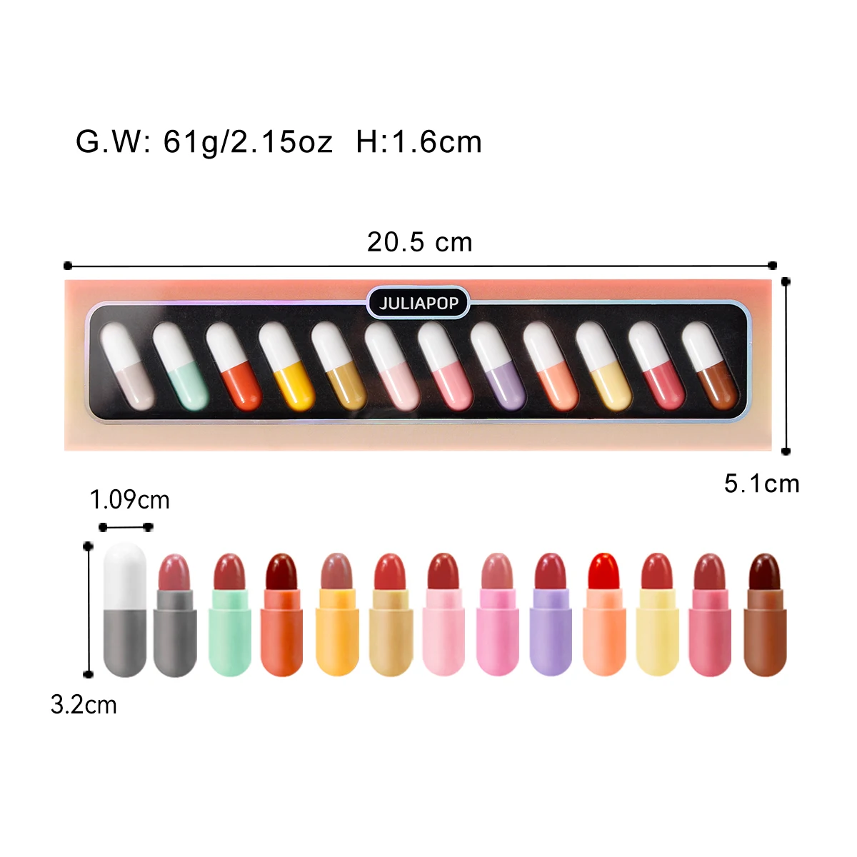12-Piece Mini Capsule Lipstick Set - Long-Lasting Waterproof Non-Stick Cup, Easy-to-Apply Moisturizing Lipstick Kit for Perfect