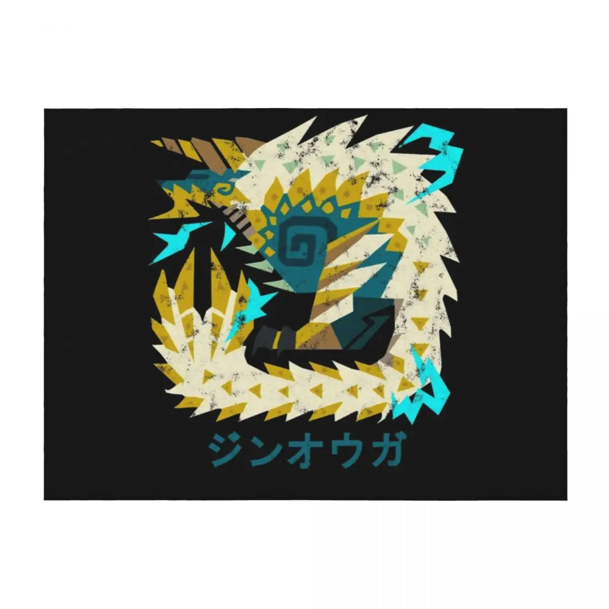 

Monster Hunter World Iceborne Zinogre Kanji Icon Throw Blanket Bed linens Bed covers Thermal Decorative Sofa Blankets