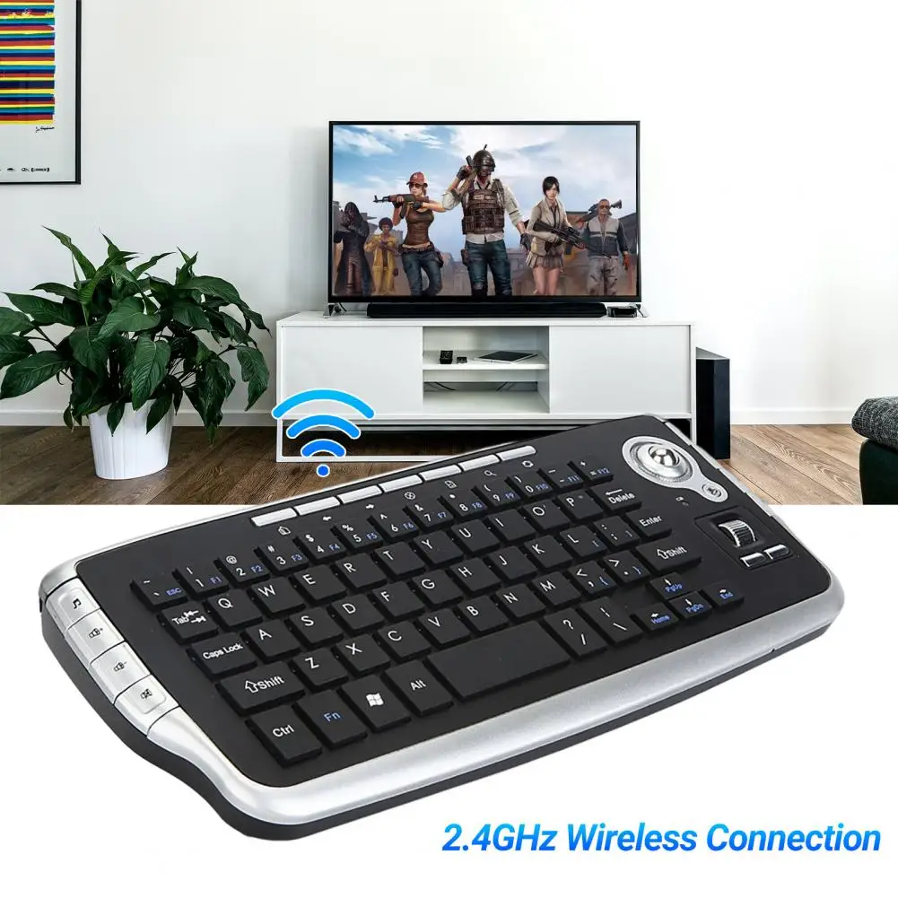 Wireless Keyboard Multifunctional Backlight Function 78 Keys 2.4G Mini Keyboard with Trackball Mouse Scroll Wheel for Notebook